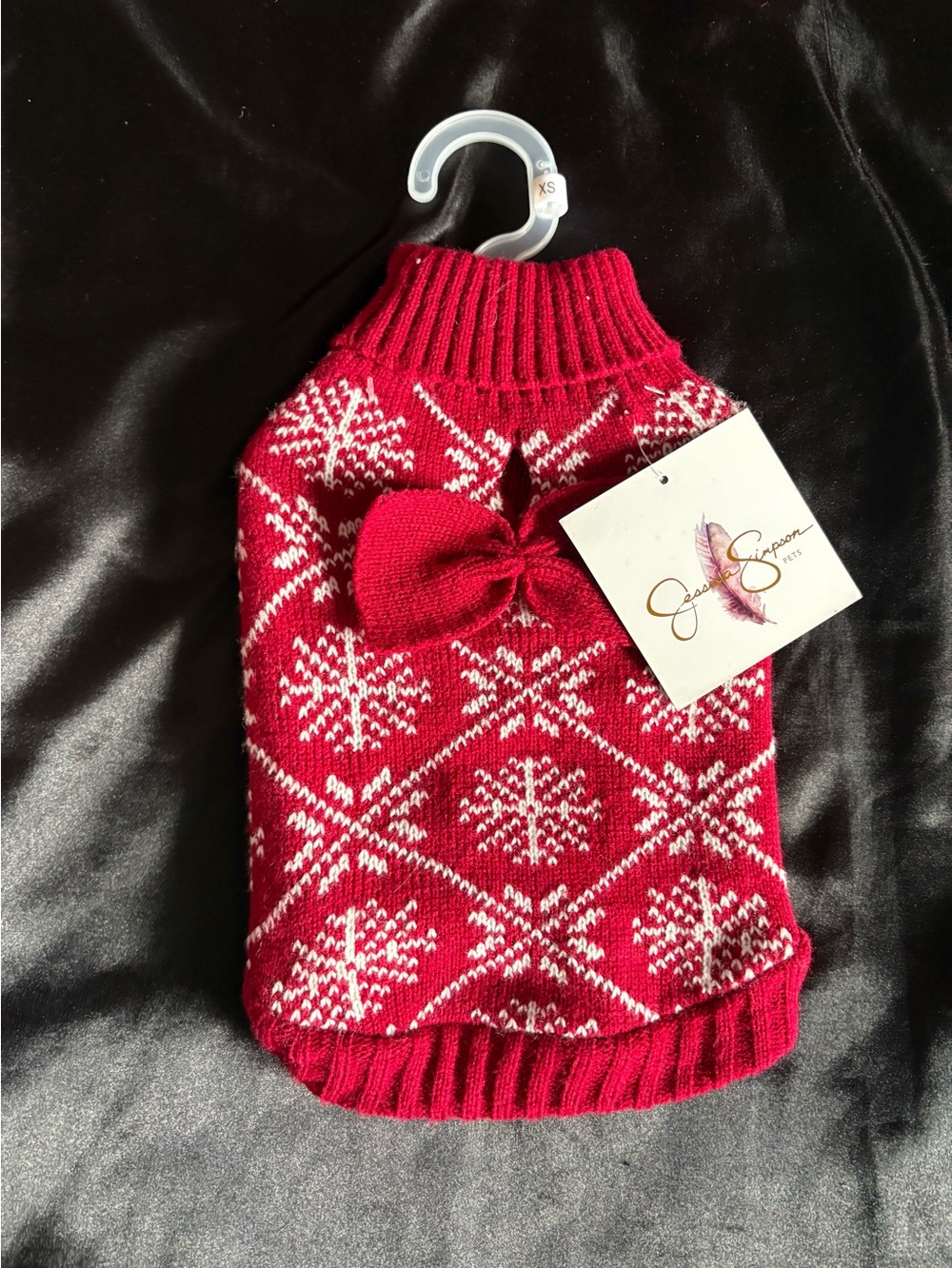 Jessica Simpson Red Snowflake Dog Sweater